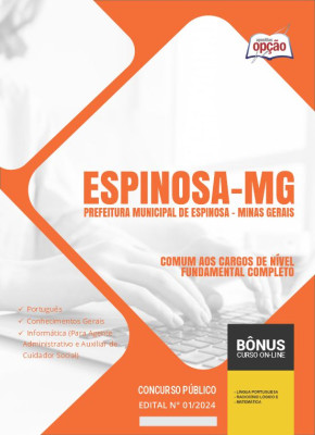 Apostila Prefeitura de Espinosa - MG em PDF - Comum aos Cargos de Nível Fundamental Completo 