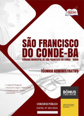 Apostila Câmara de São Francisco do Conde - BA em PDF - Técnico Administrativo 