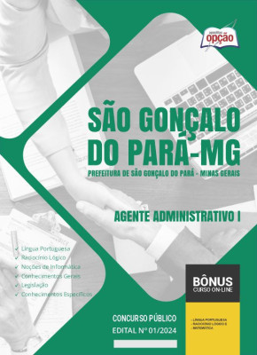Apostila Prefeitura de São Gonçalo do Pará - MG em PDF - Agente Administrativo I 
