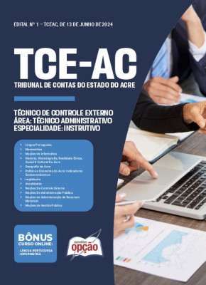 Apostila TCE-AC em PDF - Técnico de Controle Externo - Área: Técnico Administrativo - Especialidade: Instrutivo (Cargo 19) 
