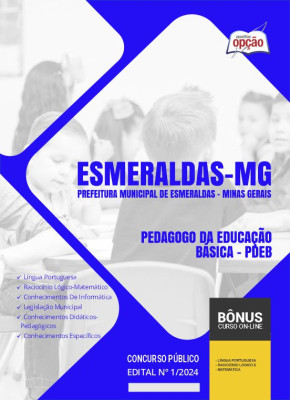 Apostila Prefeitura de Esmeraldas - MG em PDF - Pedagogo da Educação Básica - PDEB 