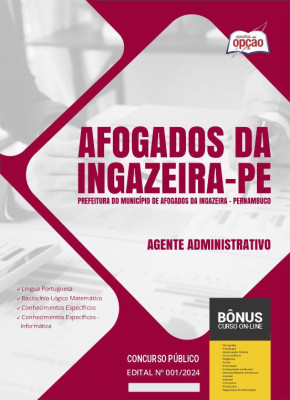 Apostila Prefeitura de Afogados da Ingazeira - PE em PDF - Agente Administrativo 