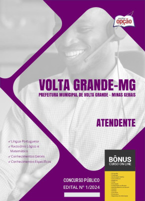 Apostila Prefeitura de Volta Grande - MG em PDF - Atendente 