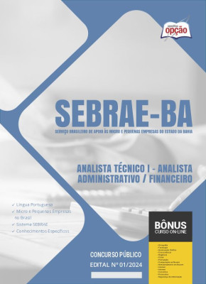Apostila SEBRAE-BA em PDF - Analista Técnico I - Analista Administrativo/Financeiro 