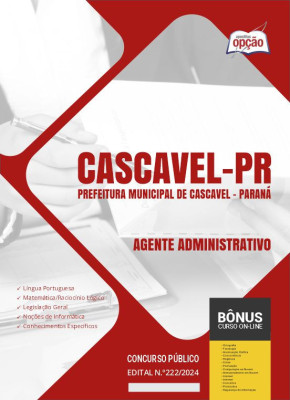 Apostila Prefeitura de Cascavel - PR em PDF - Agente Administrativo 