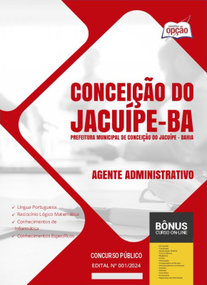 Apostila Prefeitura de Conceição do Jacuípe - BA em PDF - Agente Administrativo 