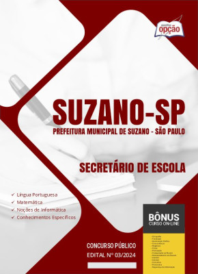 Apostila Prefeitura de Suzano - SP  - Secretário de Escola