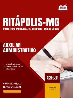 Apostila Prefeitura de Ritápolis - MG em PDF - Auxiliar Administrativo, Auxiliar de Biblioteca, Auxiliar de Secretaria Escolar, Educador Social e Recepcionista 