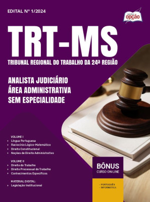 Apostila TRT-MS em PDF - Analista Judiciário - Área Administrativa - Sem Especialidade 2025