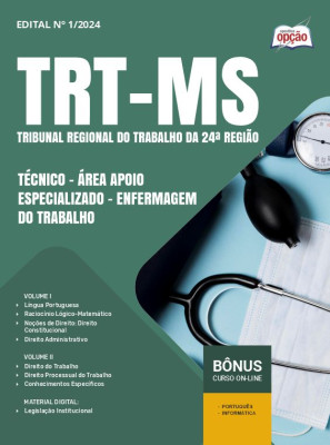 Apostila TRT-MS em PDF - Técnico - Área Apoio Especializado - Enfermagem do Trabalho 2025
