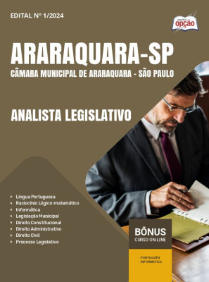 Apostila Câmara de Araraquara - SP em PDF -  Analista Legislativo 2025