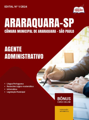 Apostila Câmara de Araraquara - SP em PDF - Agente Administrativo 2025