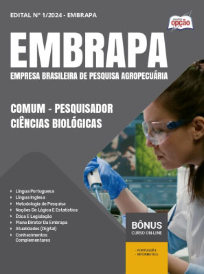Apostila EMBRAPA em PDF - Comum - Pesquisador - Ciências Biológicas - Área 4 2025