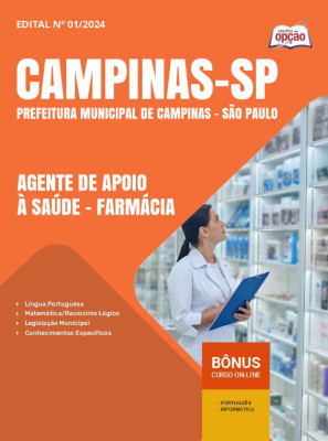 Apostila Prefeitura de Campinas - SP em PDF - Agente de Apoio à Saúde - Farmácia 2025