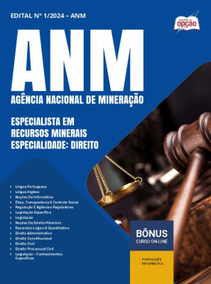 Apostila ANM em PDF - Especialista Em Recursos Minerais – Especialidade: Direito 2025
