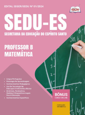 Apostila SEDU-ES em PDF - Professor B - Matemática 2025