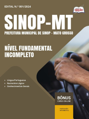 Apostila Prefeitura de Sinop - MT em PDF - Nível Fundamental Incompleto 2025