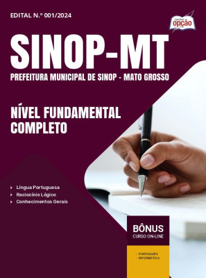Apostila Prefeitura de Sinop - MT em PDF - Nível Fundamental Completo - Motorista IV, Laboratorista De Solo 2025