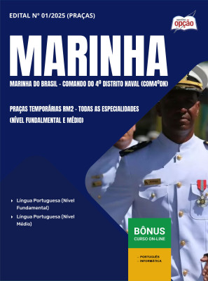 Apostila Marinha do Brasil em PDF - Praças Temporárias RM2 - Todas as Especialidades (Nível Fundamental e Médio) 2025