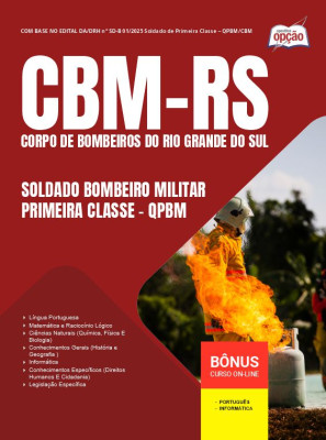 Apostila CBM-RS em PDF - Soldado Bombeiro Militar Primeira Classe - QPBM 2025