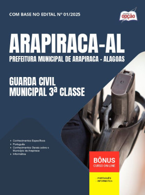 Apostila Prefeitura de Arapiraca - AL em PDF - Guarda Civil Municipal 3ª Classe 2025