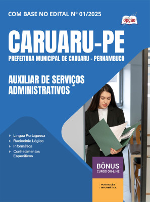 Apostila Prefeitura de Caruaru - PE em PDF - Auxiliar de Serviços Administrativos 2025