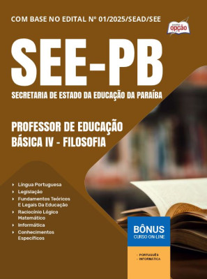 Apostila SEE-PB em PDF - Professor de Educação Básica IV - Filosofia 2025