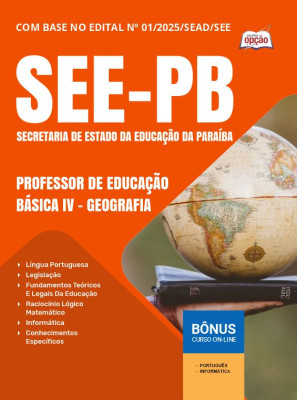 Apostila SEE-PB em PDF - Professor de Educação Básica IV - Geografia 2025