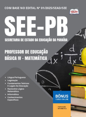 Apostila SEE-PB em PDF - Professor de Educação Básica IV - Matemática 2025