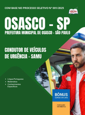 Apostila Prefeitura de Osasco - SP em PDF 2025 - Condutor de Veículos de Urgência - SAMU