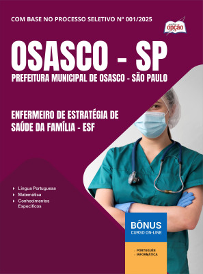 Apostila Prefeitura de Osasco - SP em PDF 2025 - Enfermeiro de Estratégia de Saúde da Família - ESF