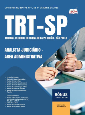 Apostila TRT-SP em PDF - Analista Judiciário - Área Administrativa 2025