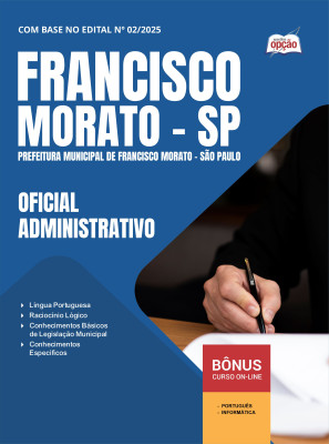 Apostila Prefeitura de Francisco Morato - SP em PDF - Oficial Administrativo 2025