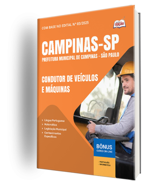 Apostila Prefeitura de Campinas - SP 2025 - Condutor de Veículos e Máquinas