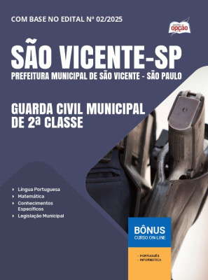Apostila Prefeitura de São Vicente - SP 2025 - Guarda Civil Municipal de 2ª Classe