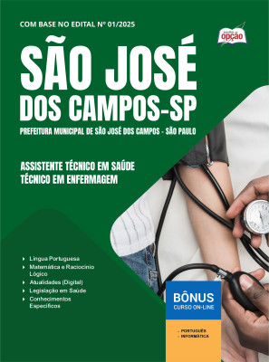 Apostila Prefeitura de São José dos Campos - SP em PDF - Assistente Técnico em Saúde - Técnico em Enfermagem 2025