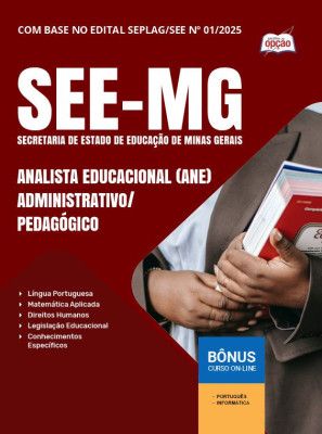 Apostila SEE-MG em PDF - Analista Educacional (ANE) - Administrativo/Pedagógico 2025