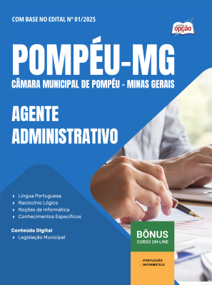 Apostila Câmara de Pompéu - MG 2025 - Agente Administrativo