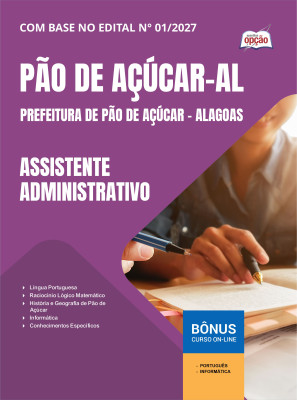 Apostila Prefeitura de Pão de Açúcar - AL 2025 - Assistente Administrativo