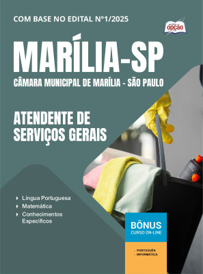 Apostila Câmara de Marília - SP 2025 - Atendente de Serviços Gerais