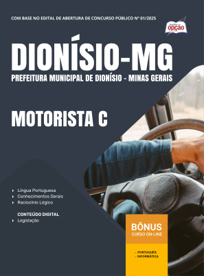 Apostila Prefeitura de Dionísio - MG 2025 - Motorista (CNH C)