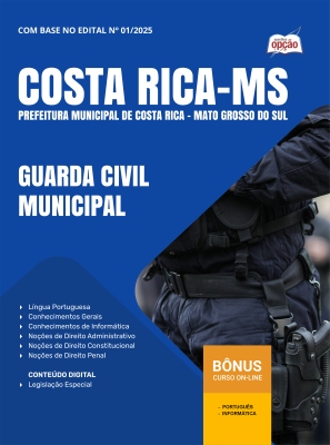 Apostila Prefeitura de Costa Rica-MS em PDF - Guarda Civil Municipal 2025
