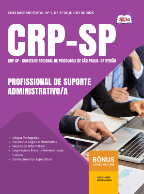 Apostila CRP-SP 2025 - Profissional De Suporte Administrativo/a
