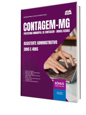 Apostila Prefeitura de Contagem - MG 2025 - Assistente Administrativo - 30hs e 40hs