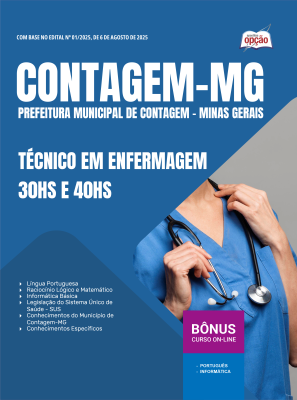 Apostila Prefeitura de Contagem - MG 2025 - Técnico em Enfermagem - 30hs e 40hs