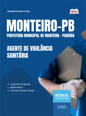 Apostila Prefeitura de Monteiro-PB 2025 - Agente de Vigilância Sanitária