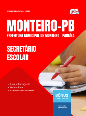 Apostila Prefeitura de Monteiro-PB 2025 - Secretário Escolar
