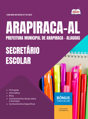 Apostila Prefeitura de Arapiraca - AL 2025 - Secretário Escolar