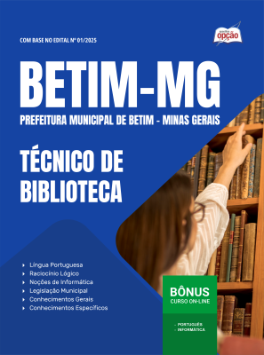 Apostila Prefeitura de Betim - MG 2025 - Técnico de Biblioteca