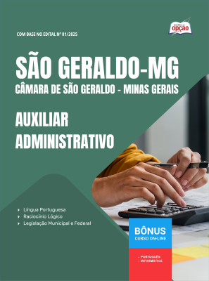 Apostila Câmara de São Geraldo-MG em PDF 2026 - Auxiliar Administrativo